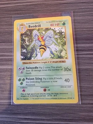 Beedrill - Shadowless - Base Set - 17/102 - Rare - Pokemon - LP  - Image 1 of 2