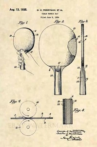 Original Table Tennis Paddle US Patent Art Print- Vintage Ping Pong Racket 416 - Picture 1 of 3