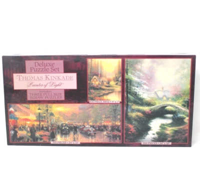 Sealed puzzle Thomas Kinkade Deluxe set 3 fullsize jigsaw 700 550 100 1999 - Image 1 of 4