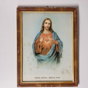 The Heart Of Jesus King Us Prl Ray Holy Hearts Of Jesus Serce Jezusa Kroluj Nam - Picture 1 of 5