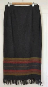 Jones New York Country Skirt 12 Blanket Boho Wool Fringe Wrap Maxi Southwestern - Picture 1 of 5
