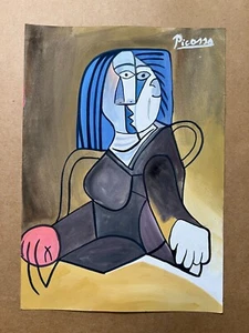 Pablo Picasso (Hecho a Mano) Técnica Mixta sobre Papel Pintura firmada y estampada - Imagen 1 de 5