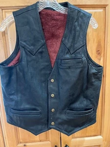RARE Vintage Black Leather Playboy Vest Fur Lined 60’s/70’s - Picture 1 of 7