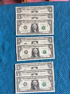 Sequential Serial Number One Dollar Bills $1 Three Sets Good Condition - Picture 1 of 7