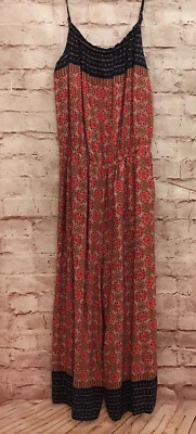 Forever 21 Sleeveless Cropped Jumpsuit Red Boho Print Spaghetti Strap Size S NEW - Image 1 of 4