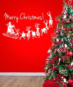 MERRY CHRISTMAS FESTIVE WALL ART STICKER VINYL MURAL DECAL TRANSFER - Picture 1 of 1