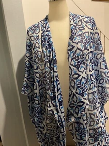 Viv and Lou Damen Einheitsgröße Strand Cover-Up 100% Polyester Blau vorne offen - Bild 1 von 6
