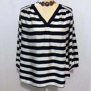 Dalia Collection V-Neck Stripe Blouse Women M - Picture 1 of 11