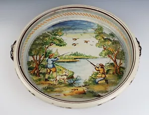 Large Antique Italian or Spanish Painted Terracotta Basin Bowl Pottery Talavera - Picture 1 of 12