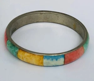 Colorful metal inlay bracelet Vintage - Picture 1 of 6