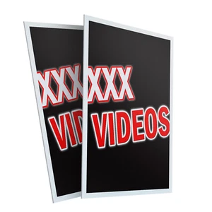 Xxx Videos 24" x 36" 2 Pack Of Store Sign Plastic Or Decal - Picture 1 of 4