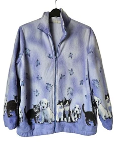 Vintage Purple Blair Kittens & Puppies Fleece Jacket Women's size Large Full Zip - Picture 1 of 5