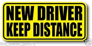 NEW DRIVER KEEP DISTANCE Car Decal Bumper Sticker Quality Diamond Shine 5X2.25" - Picture 1 of 1