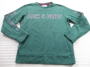 Jack Jones Men Sweatshirt Large Green Crew Neck Pullover Core Fleece Lined Solid - Picture 1 of 11