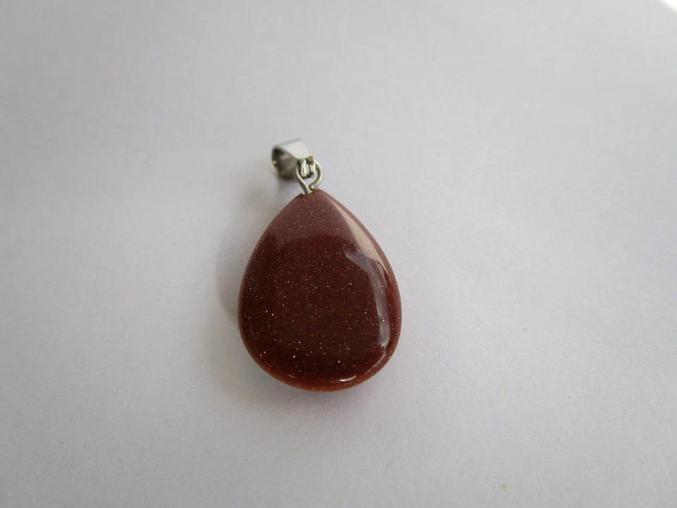 KETTEN ANHÄNGER BRAUNER MOOKAIT   1,5 x 1,6 CM SILBERFARBENE ÖSE - Bild 1 von 1