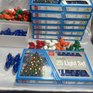 Foremost Vintage 25’ Blue Outdoor 25 Lights - Tested + Spare (Color) Birnen! - Bild 1 von 5