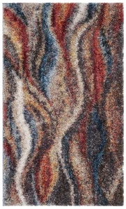 Gypsy Shag Collection Accent Rug - 2'3" x 3', Rust & Blue, Abstract Design, N... - Picture 1 of 3