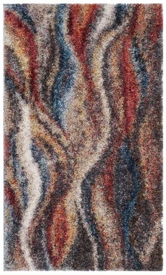 Gypsy Shag Collection Accent Rug - 2'3" x 3', Rust & Blue, Abstract Design, N... - Image 1 of 3