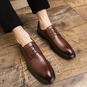 Herren Geschnitzt Schnürung Formell Elegant Business Hochzeit PU Leder Schuhe Bräutigam Mode - Bild 1 von 26