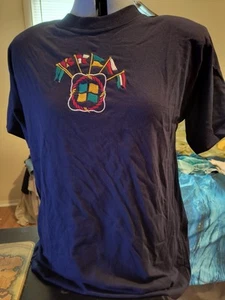 NOS Vintage 90s Jason Maxwell maternity t shirt S naval flags embroidered  - Picture 1 of 5