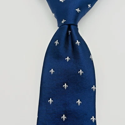 Corbata de Seda Charles Tyrwhitt Hombre 60"Lx3.25"W Azul Marino Harina De Lis Jacquard Diseñador Foto 1 de 4