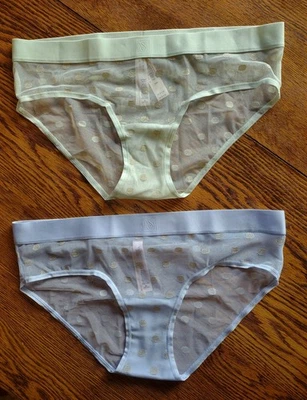 2 pares de bragas Victoria's Secret medianas transparentes Heritage Shimmer Hiphugger Foto 1 de 4