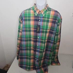 NWT Polo Ralph Lauren BLUE/RED GREEN COLORFUL PLAID Oxford Shirt Men's 2XLT Pony - Picture 1 of 8