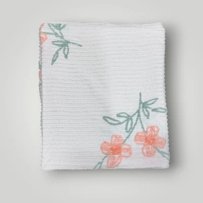 Beautiful Vintage White And Floral Chenille Queen Size Bedspread 96”x104” King - Image 1 of 4