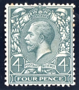 KGV 1913 SG 378 4d DEEP GREY GREEN Wmk Royal Cypher MM c45€ - Bild 1 von 2