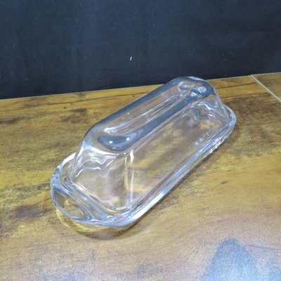 Vintage Style Clear Glass Rectangular Small Butter Dish - Image 1 of 4