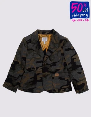 RRP €270 ARMANI JUNIOR Felt Blazer Jacket Size 2Y Wool Blend Camo Made in Italy - Image 1 of 4