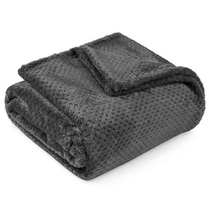 Premium Flannel Fleece Bed Throw Blanket for Sofa Couch | Charcoal Dark Grey - Picture 1 of 10