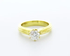 1.2CT Lab-Created Diamond E/VS1 Round Cut 14K Yellow Gold Vintage Solitaire Ring - Picture 1 of 4