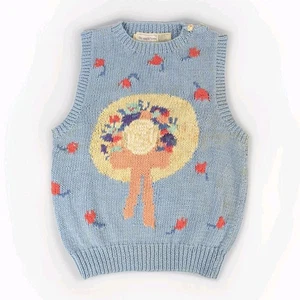 De Colección Mujeres L Ojo de Águila Tejido a Mano Azul Gorro Suéter Chaleco Country Granny - Imagen 1 de 5