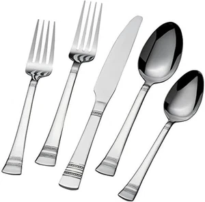International Silver Kensington 51-Piece Stainless Steel Flatware Set, Set of 8 - Picture 1 of 5