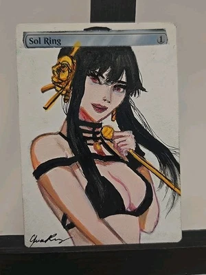 MTG Sol Ring – Hand-Painted Alter, Anime Portrait, Signed, Exclusive By BAZAYO - Image 1 of 2