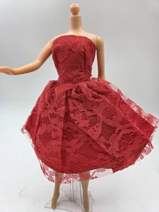 Vintage Barbie Clone Babs? Fab Lu Premier Wendy Elite? Strapless Red Lace Dress - Picture 1 of 16