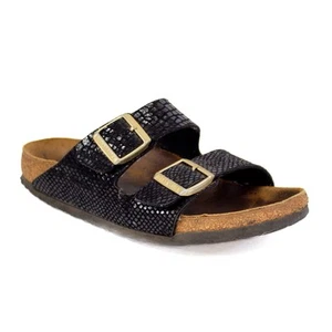 Sandalias Birkenstock Negras Brillantes Serpiente Arizona Zapatos Correas Negras Unisex Talla 41 - Imagen 1 de 9