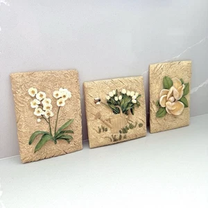 Cheri Blum Set Of 3 3D Resin Hanging Wall Plaques Plants Butterflies And Herbs - Picture 1 of 12