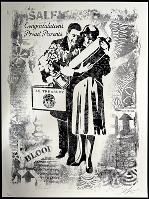 A - Shepard Fairey - Damaged Series - Proud Parents - 2017 - # 161/400 - Image 1 of 3