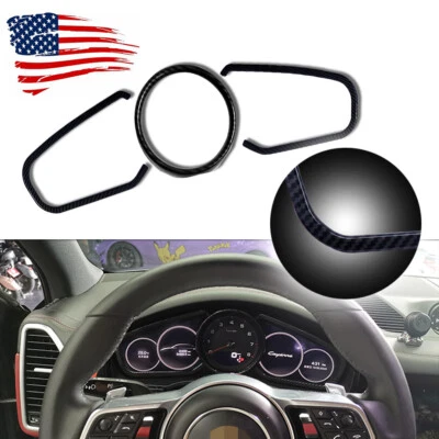 Cubiertas medidoras de tablero de fibra de carbono para Porsche Cayenne Panamera 2018+ Foto 1 de 4