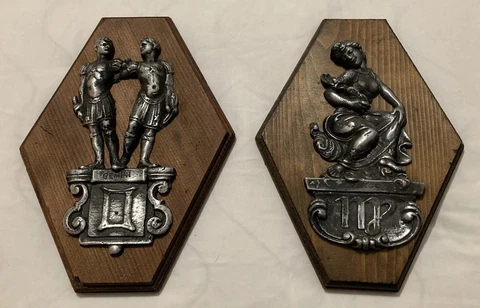 Set-2 Vintage Astrology Sign Zodiac Wood Silver Wall Plaque Decor Gemini Virgo Cover
