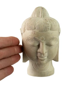 Tête de Bouddha - 14 cm - Statue stéatite - Décoration - Fait main - Inde 1313 - Picture 1 of 12