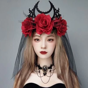Halloween Thorns Rose Crown Lace Witch Crown New Bride Headwear Halloween - Picture 1 of 6