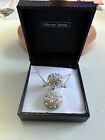 warren james stunning silver tone diamante cluster ring & pendant necklace set