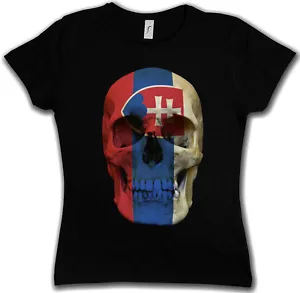 CLASSIC SLOWAKIA SKULL FLAG WOMAN GIRLIE GIRL T-SHIRT - Biker MC Banner Shirt - Bild 1 von 2