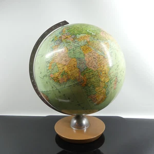 Globo terráqueo vintage JRO Roth con base de madera años 60 - Imagen 1 de 9