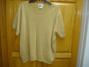 CAMICIA/MAGLIONE PULLOVER DONNA LESLIE FAY METALLIZZATO LUCIDO IX ORO - Foto 1 di 10