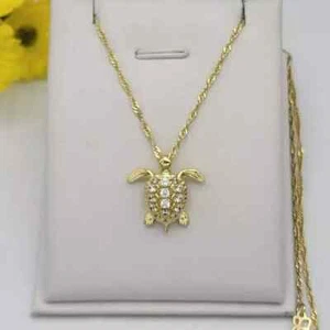 Laborgefertigter Diamant 14k Gelbgold plattiert Rundschliff 2Ct Damen Schildkröte Anhänger - Bild 1 von 6