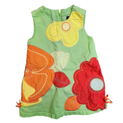 The Childrens Place Summer Dress Green Flower appliqué Girls Toddler Size 3T - Image 1 of 4